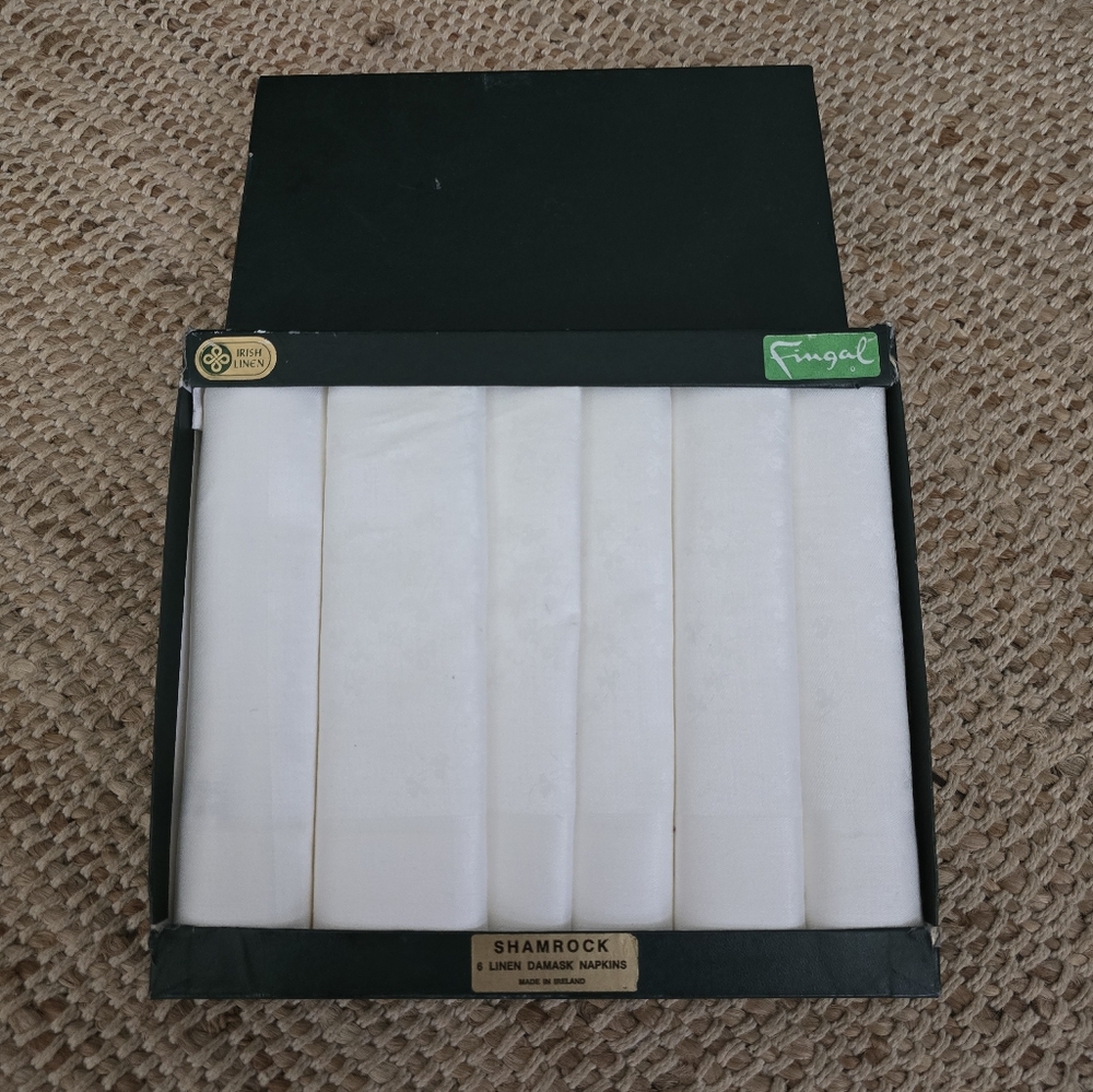 vintage set of Shamrock Irish Linen Damask Napkins